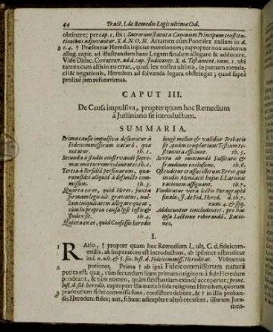 Caput III. De Causa impulsiva, propter quam hoc Remedium a Justiniano sit introductum.