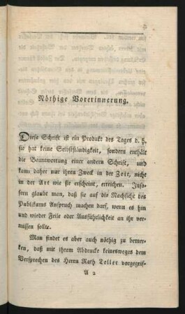 Nöthige Vorerinnerung