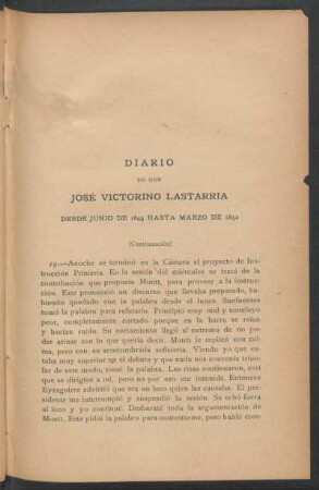 Diario desde Junio de 1849 hasta Marzo de 1852 - (Continuación)