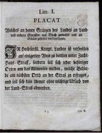 Litt. I. Placat