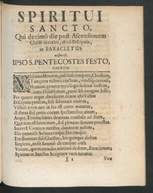 Spiritui Sancto, Qui decimo die post Ascensionem ...
