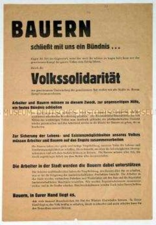 Aufruf zur Aktion "Volkssolidarität gegen die Not der Gegenwart" zur gegenseitigen Hilfe in Vorbereitung auf den Winter