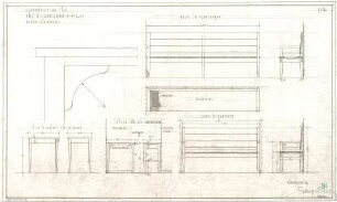 Fischer, Theodor; Bad Tölz (Bayern); Gewerbehalle - Möbel im Sparkassenraum (Ansichten, Schnitte, Detail)