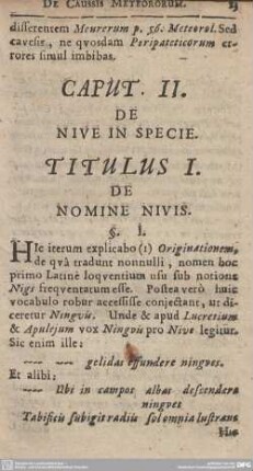 CAPUT II. DE NIVE In SPECIE.