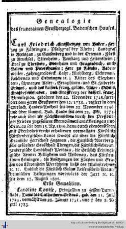 Genealogie des souverainen Großherzogl. Badenschen Hauses