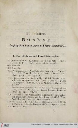 A. Encyklopädien, Sammelwerke und vermischte Schriften (Nr. 1696 - 2165)
