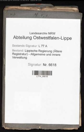 Verordnung über die Steuererhebung von Kolonialwaren in den Ämtern Blomberg und Alverdissen