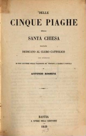 Delle cinque piaghe della Santa Chiesa