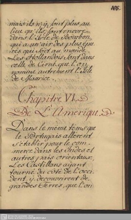 Chapitre VI. De L´Amerique