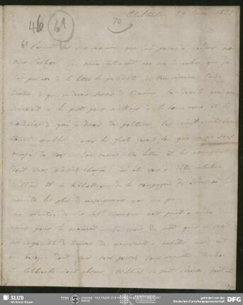 Eigenh. Brief von Auguste Louis de Staël-Holstein an August Wilhelm von Schlegel, Cheltenham, 29.06.1822