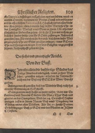 Der sechs vnd zwantzigste Artickel. Von der Buß.