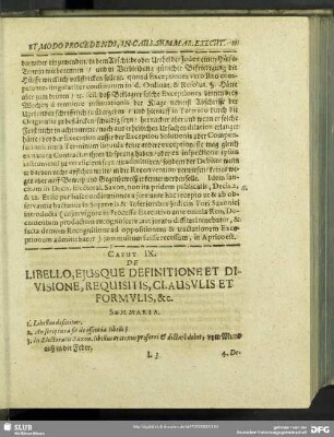 Caput IX. De Libello,Ejusque Definitione Et Divisione,Requisitis,Clausulis Et Formulis