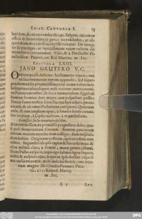 Epistola LXIII. Iano Grutero V. C.
