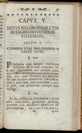 Caput V. Nexus Philosophiae Cum Integro Eruditionis Systemate.
