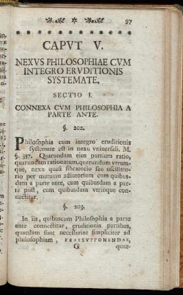 Caput V. Nexus Philosophiae Cum Integro Eruditionis Systemate.