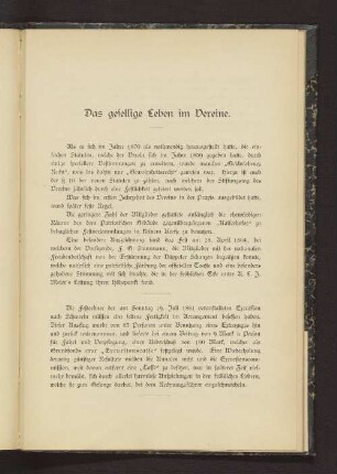 Das gesellige Leben im Vereine