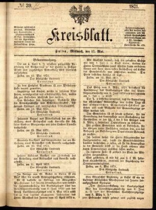 Ausgabe vom Mittwoch, den 17. Mai 1871.