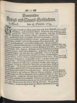 13. Stuck. den 28. October. 1734.