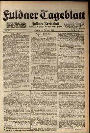 Ausgabe vom Freitag, den 20. Januar 1922.
