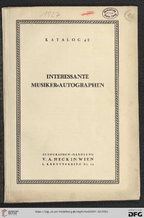 Nr. 42: Katalog: Interessante Musiker-Autographen
