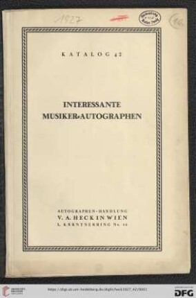 Nr. 42: Katalog: Interessante Musiker-Autographen
