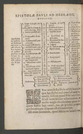 Epistolae Pauli Ad Hebraeos, Divisio.