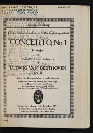 Concerto, no. 1 C major : for pianoforte and orchestra : op. 15