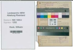 Entnazifizierung Wilhelm Klunk , geb. 08.02.1908 (Schlosser)