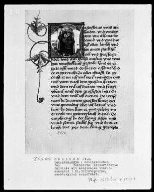 Heiligenleben — Initiale C mit dem heiligen Christophorus