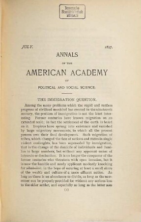 The annals of the American Academy of Political and Social Science, 10