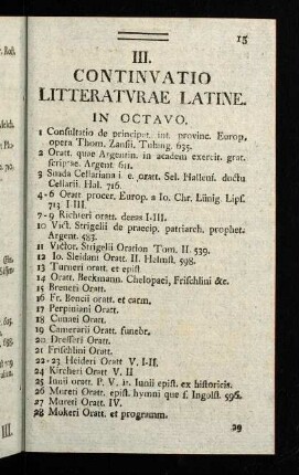 15-29, III. Continuatio Litteraturae Latine. - V. Antiquitates.