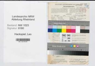 Entnazifizierung Leo Hackspiel , geb. 20.11.1910 (Landesinspektor)