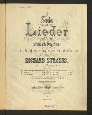 No. 2: Ständchen : von A. F. von Schack; für eine hohe Singstimme mit Begleitung des Pianoforte; op. 17