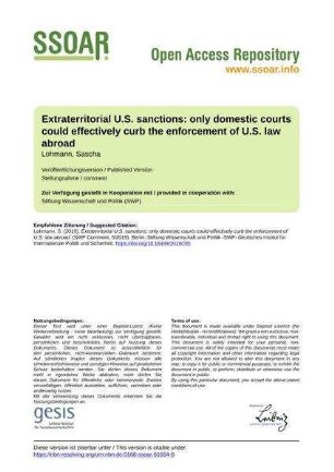 Extraterritorial U.S. sanctions: only domestic courts could effectively curb the enforcement of U.S. law abroad