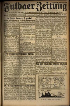 Erste Ausgabe vom Donnerstag, den 29. August 1929.