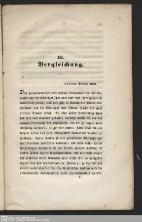 III. Vergleichung