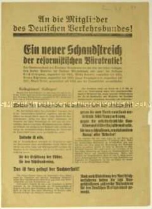 Aufruf zur Unterstützung der revolutionären Opposition im Deutschen Verkehrsbund
