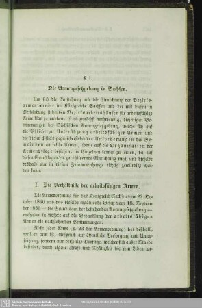I. Die Verhältnisse der arbeitsfähigen Armen