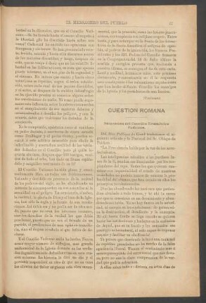 Suspensión del Concilio Ecuménico Vaticano.