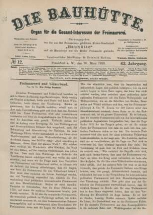 No 12. Frankfurt a. M., den 20. März 1920. 63. Jahrgang.
