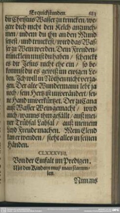 CLXXXVIII. Von der Einfalt im Predigen