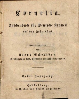 Cornelia : Taschenbuch für deutsche Frauen. 1816 = Jg. 1