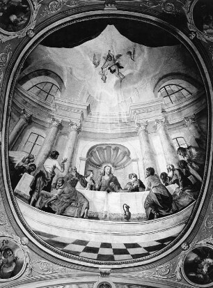 Abendmahl : Abendmahl. Fresko (1805; C. Brandstätter der Ältere). Tristach, Pfarrkirche Sankt Laurentius