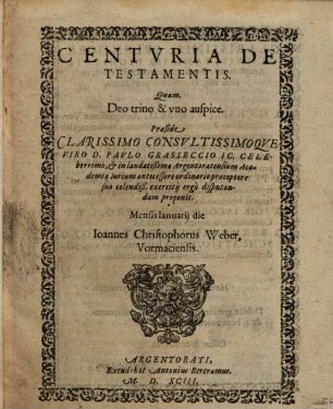 Centuria De Testamentis