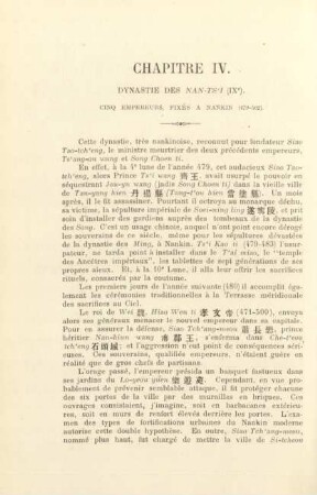 Chapitre IV. Dynastie des Nan-ts'i (IXe)