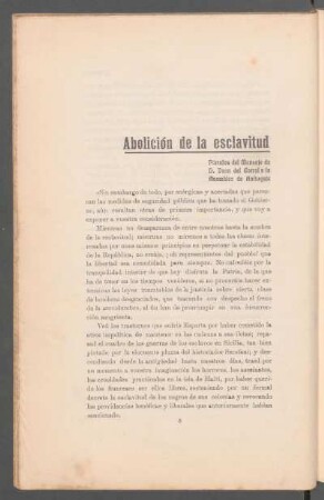 Abolición de la esclavitud : Párrafos del mensaje de D. Juan del Corral a la Asamblea de Antioquia