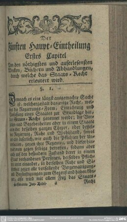 Fünfte Haupt-Eintheilung