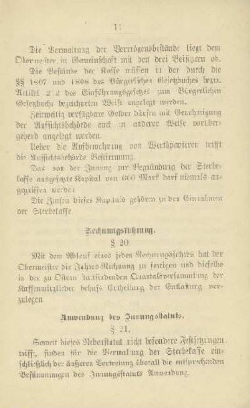 Rechnungsführung ; Anwendung des Innungsstatuts