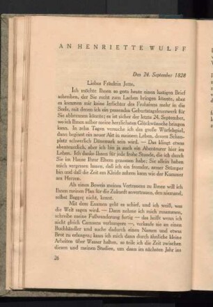 An Henriette Wulff [1828]