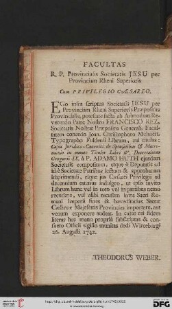 Facultas R.P. Provincialis Societatis JESU per Provinciam Rheni Superioris